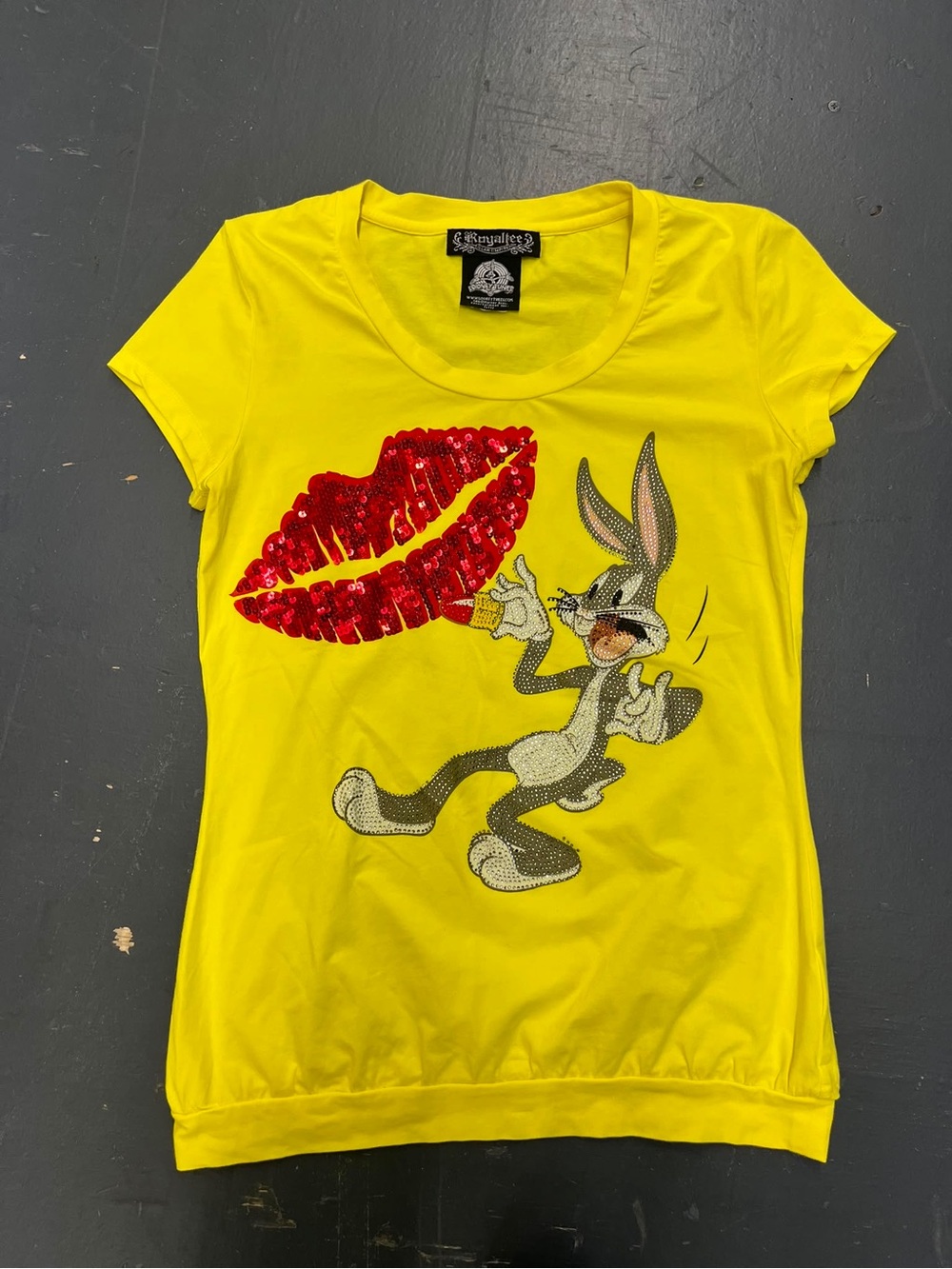 Looney Tunes Bugs Bunny Sequin Graphic Yellow T-Shirt